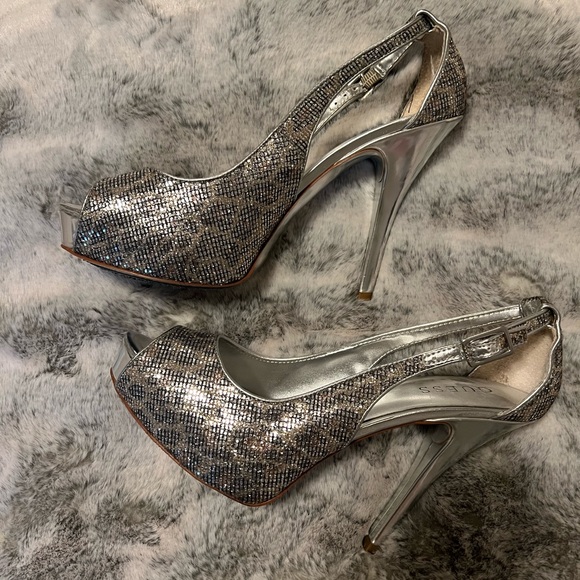 Guess Silver Sparkly Heels - Picture 3 of 5